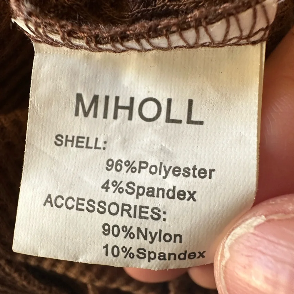 Miholl Thermal Lace Sleeve brown Long Sleeve Top. Size Large